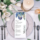 Bohemian Blauw-Violet Bloemen Bruiloft Menu