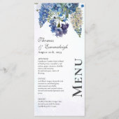 Bohemian Blauw-Violet Bloemen Bruiloft Menu (Voorkant)