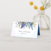 Bohemian Blauw-Violet Bloemen Bruiloft Plaatskaartje (Achterkant)