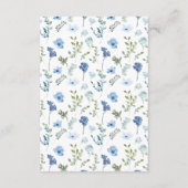 Bohemian blauwe bloemenkrans rustieke bruiloft det informatiekaartje (Achterkant)