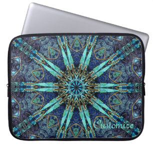 Bohemian Blauwgroen Floral Star Pattern-laptophoes Laptop Sleeve