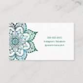 Bohemian Blauwgroen Mandala LMT Visitekaartje (Achterkant)