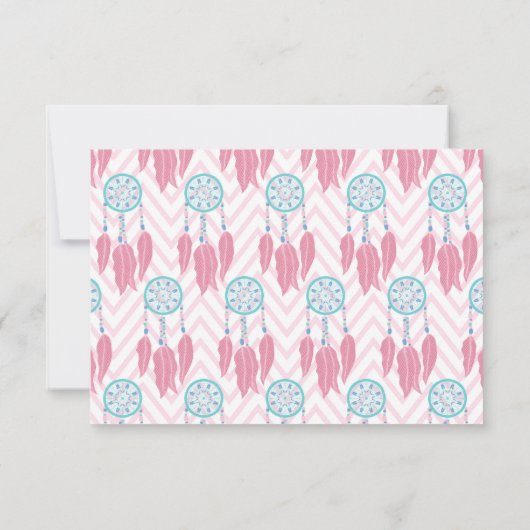 Bohemian Blauwgroen Roze Beaded Drocatcher Chevron Save The Date (Achterkant)