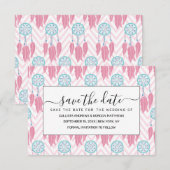 Bohemian Blauwgroen Roze Beaded Drocatcher Chevron Save The Date (Voorkant / Achterkant)