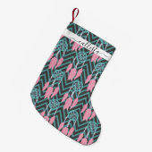 Bohemian Blauwgroen Roze Drocatcher Chevron Patter Kleine Kerstsok (Voorkant (Hangend))