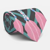 Bohemian Blauwgroen Roze Drocatcher Chevron Patter Stropdas (Opgerold)