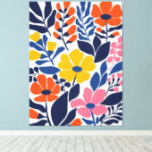 Bohemian bloeit midden eeuw moderne bloemen canvas afdruk (Insitu (Houten vloer))