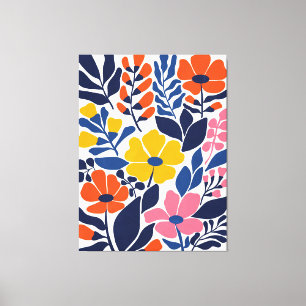 Bohemian bloeit midden eeuw moderne bloemen canvas afdruk