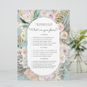 Bohemian Bloemen Baby shower Telefoon Spel Kaart (Staand voorkant)