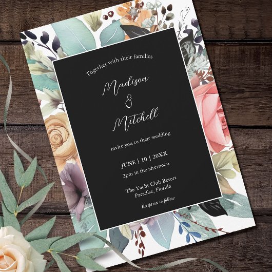 Bohemian Bloemen Boeket Waterverf Kaart