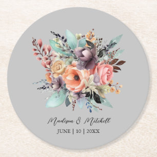 Bohemian Bloemen Boeket Waterverf Ronde Kartonnen Onderzetter