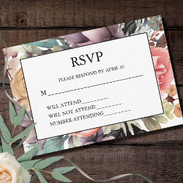 Bohemian Bloemen Boeket Waterverf RSVP Kaartje