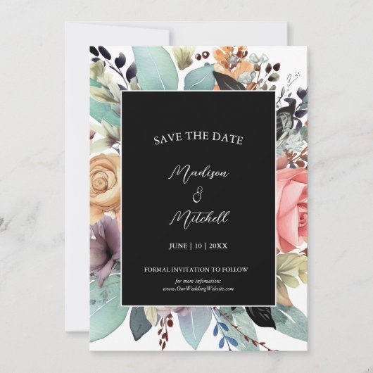 Bohemian Bloemen Boeket Waterverf Save The Date (Voorkant)