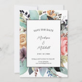 Bohemian Bloemen Boeket Waterverf Save The Date (Voorkant)