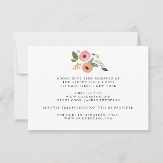 Bohemian Bloemen Bruiloft Details Kaart (Voorkant)