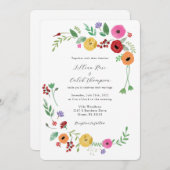 Bohemian Bloemen Heldere Kleur Bruiloft Uitnodigin Kaart (Voorkant / Achterkant)