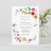 Bohemian Bloemen Heldere Kleur Bruiloft Uitnodigin Kaart (Staand voorkant)