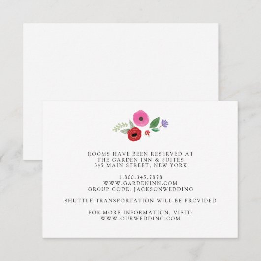 Bohemian Bloemen Kleurrijke Bruiloft Details Kaart (Voorkant / Achterkant)