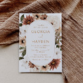 Bohemian Bloemen Lijst Beige Bruiloft Kaart