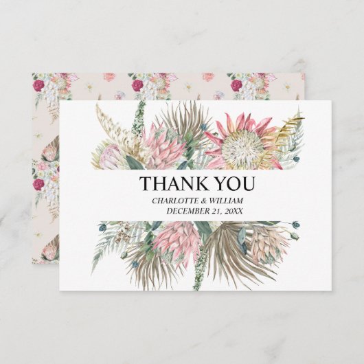 Bohemian Bloemen Lijst Bruiloft Bedankkaart (Voorkant / Achterkant)