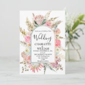 Bohemian Bloemen Lijst Bruiloft Kaart (Staand voorkant)