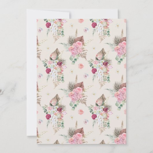 Bohemian Bloemen Lijst Bruiloft Kaart (Achterkant)