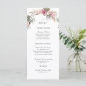 Bohemian Bloemen Roos Waterverf Boho Bruiloft Menu (Staand voorkant)
