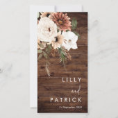 Bohemian Bloemen Rustiek Hout Trouwprogramma (Voorkant)