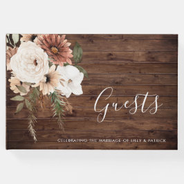 Bohemian Bloemen Terracotta Bruiloft Rustiek Hout Gastenboek