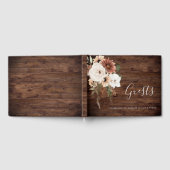 Bohemian Bloemen Terracotta Bruiloft Rustiek Hout Gastenboek (Volledig)