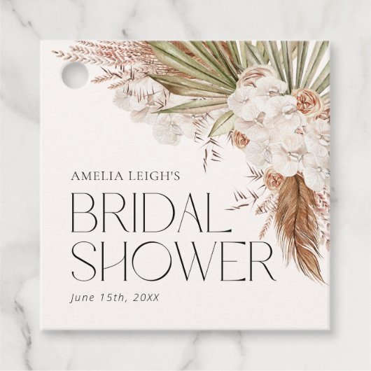 Bohemian Bloemen & Veren Douche Bedankjes Labels (Voorkant)