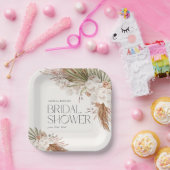 Bohemian Bloemen & Veren Douche Papieren Bordje (Feest)