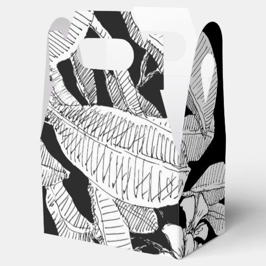 Bohemian Bloemen Zwart Wit Modern Bedankdoosjes (Geopend)