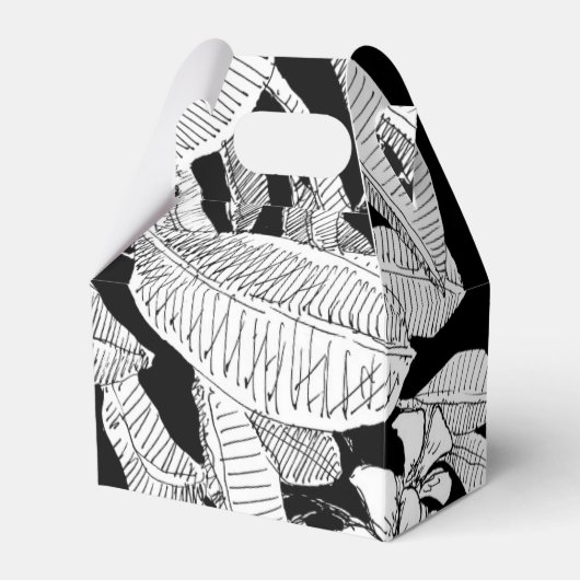 Bohemian Bloemen Zwart Wit Modern Bedankdoosjes (Voorkant Zijde)