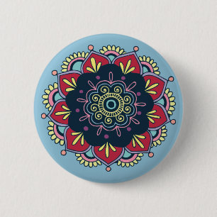 Bohemian Bloemenknop Ronde Button 5,7 Cm