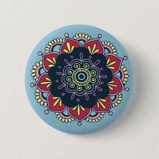 Bohemian Bloemenknop Ronde Button 5,7 Cm (Voorkant)