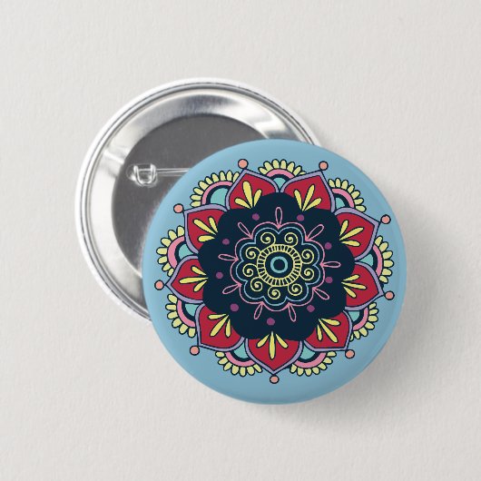 Bohemian Bloemenknop Ronde Button 5,7 Cm (Voorkant /achterkant)