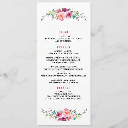BOHEMIAN BLOEMIGE bruiloft diner menu (Voorkant)