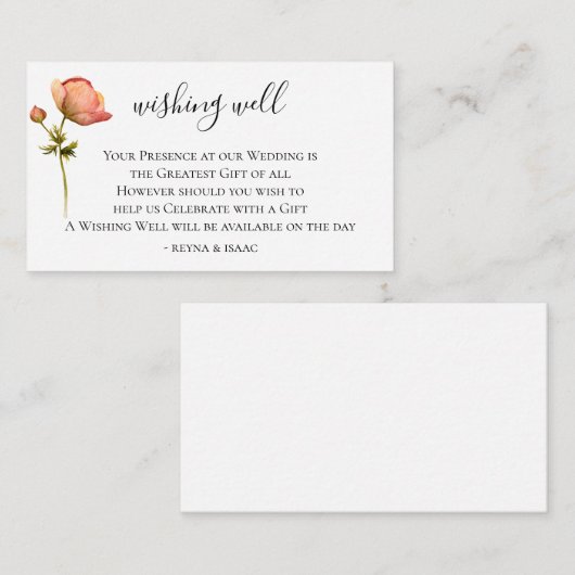 Bohemian Bloom Bruiloft Wishing Well Informatiekaartje (Voorkant / Achterkant)