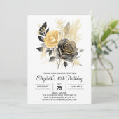 Bohemian Bloom Goud en Zwart 30e verjaardag Kaart (Staand voorkant)