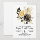 Bohemian Bloom Goud en Zwart 30e verjaardag Kaart (Voorkant / Achterkant)