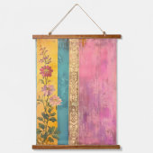 Bohemian Bloom – Wilde bloemen op gestreept doek Hangend Wandkleed (Voorkant)