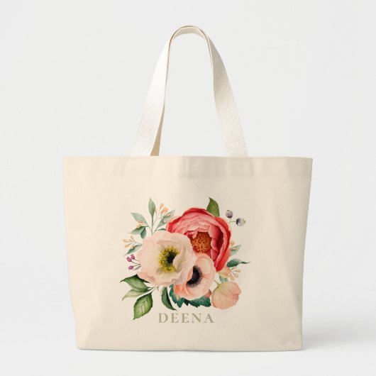 Bohemian Blooms Bouquet gepersonaliseerd Grote Tote Bag (Voorkant)