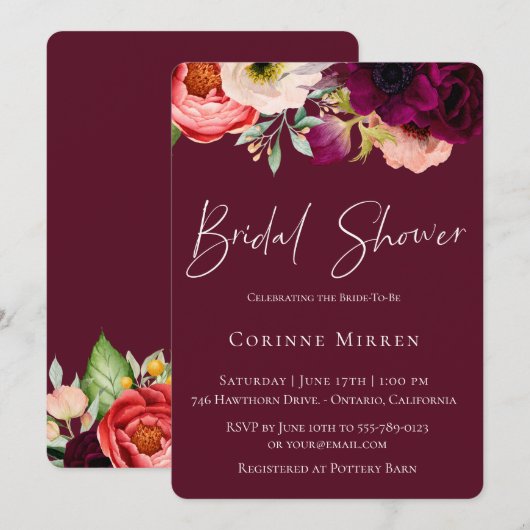 Bohemian Blooms Bridal Shower Uitnodiging (Voorkant / Achterkant)