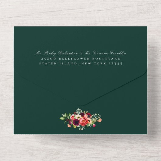 Bohemian Blooms Bruiloft Alles In Een Uitnodiging (Achterkant)