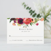Bohemian Blooms Bruiloft RSVP Kaart (Staand voorkant)