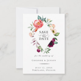 Bohemian Blooms Diamond Lijst Save the Date Aankondiging