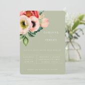 Bohemian Blooms Dusty Olive Weddenschap Aankondiging (Staand voorkant)