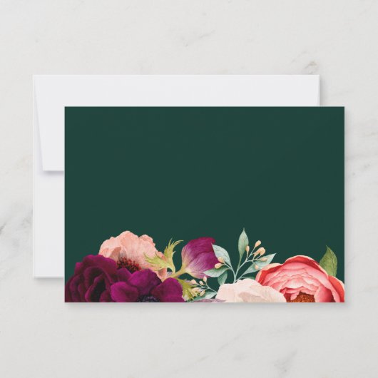Bohemian Blooms Emerald Save the Date Aankondiging (Achterkant)