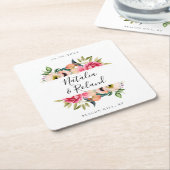 Bohemian Blooms Floral Lijst Kartonnen Onderzetters (Schuin)